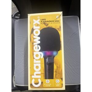 ChargeWorx Wireless Karaoke Microphone w/ Speaker, Bluetooth, LED Lights – New